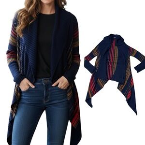 In Love Paris by Carling‎ Women's Navy Open Front Cardigan Sz M wool blend